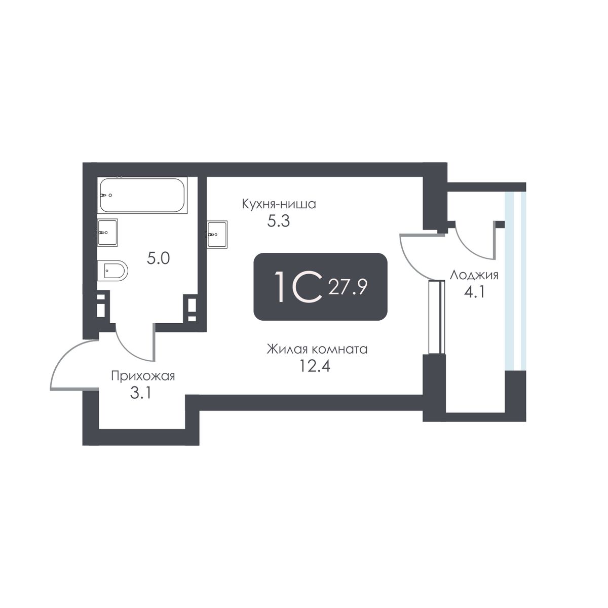 Студия, 25.8 м², № 290 в City Towers (Сити Тауэрс)
