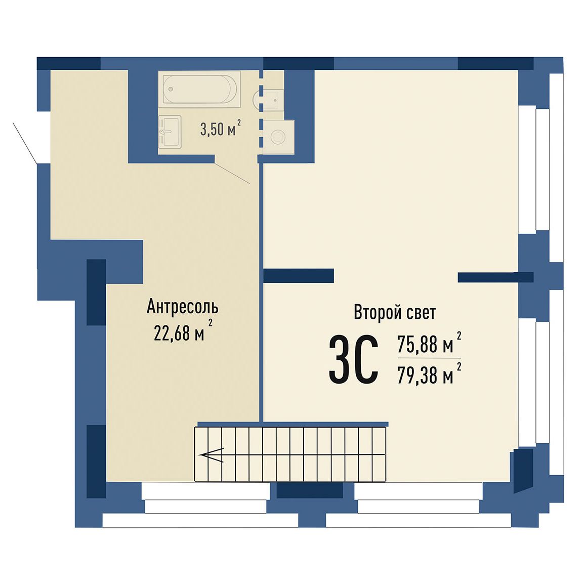 1-комнатная, 77.1 м², № 13015 в GAGARIN CITY (Гагарин Сити)