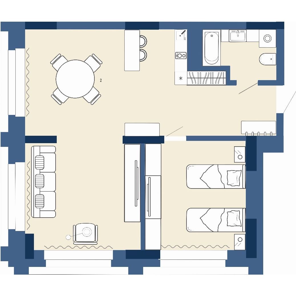 1-комнатная, 56.6 м², № 1701 в GAGARIN CITY (Гагарин Сити)
