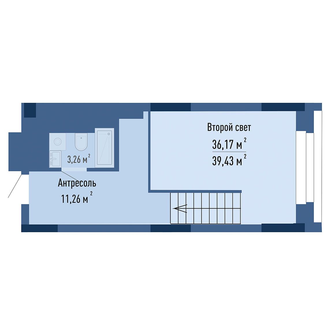 1-комнатная, 39.1 м², № 13014 в GAGARIN CITY (Гагарин Сити)