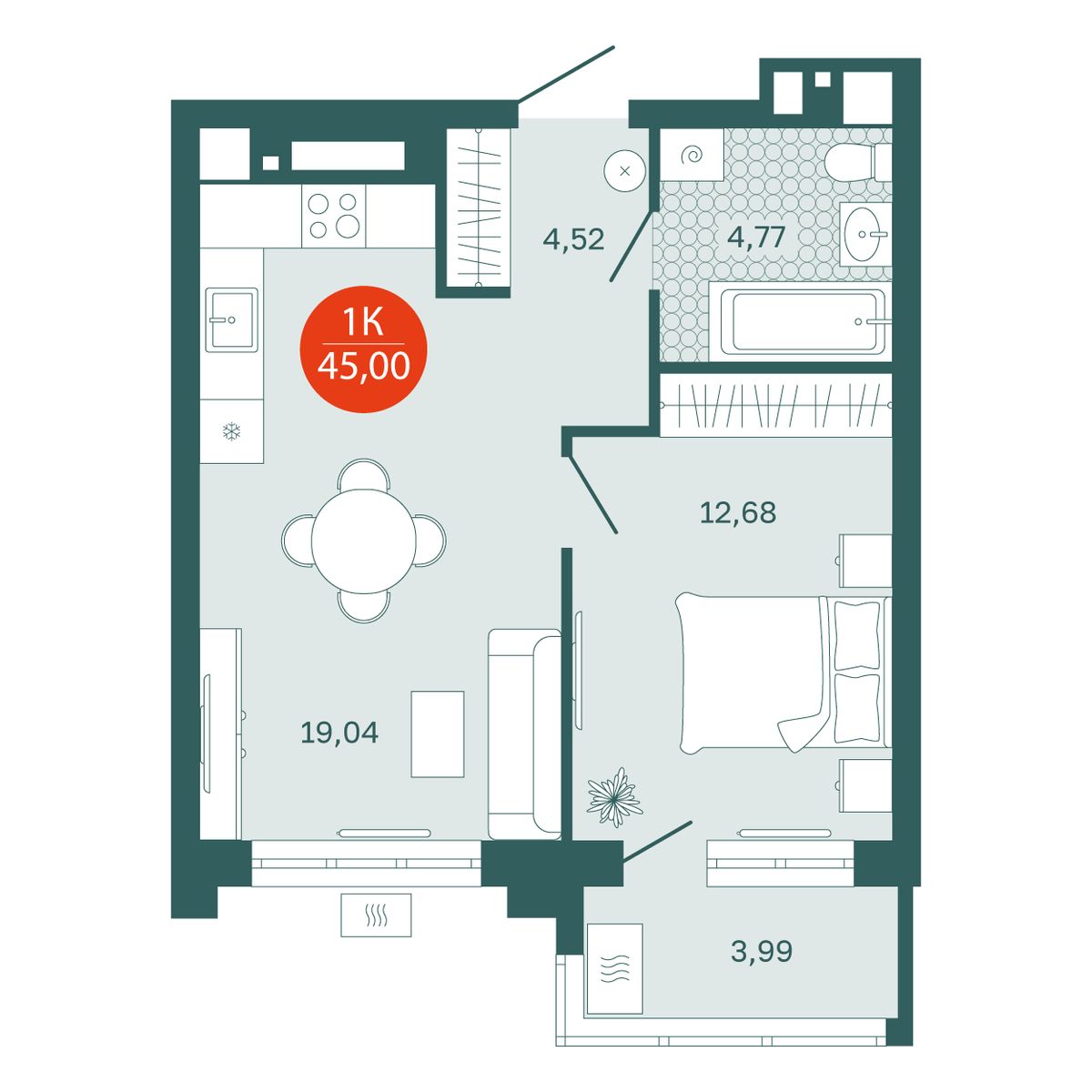 Планировка 1-комн.