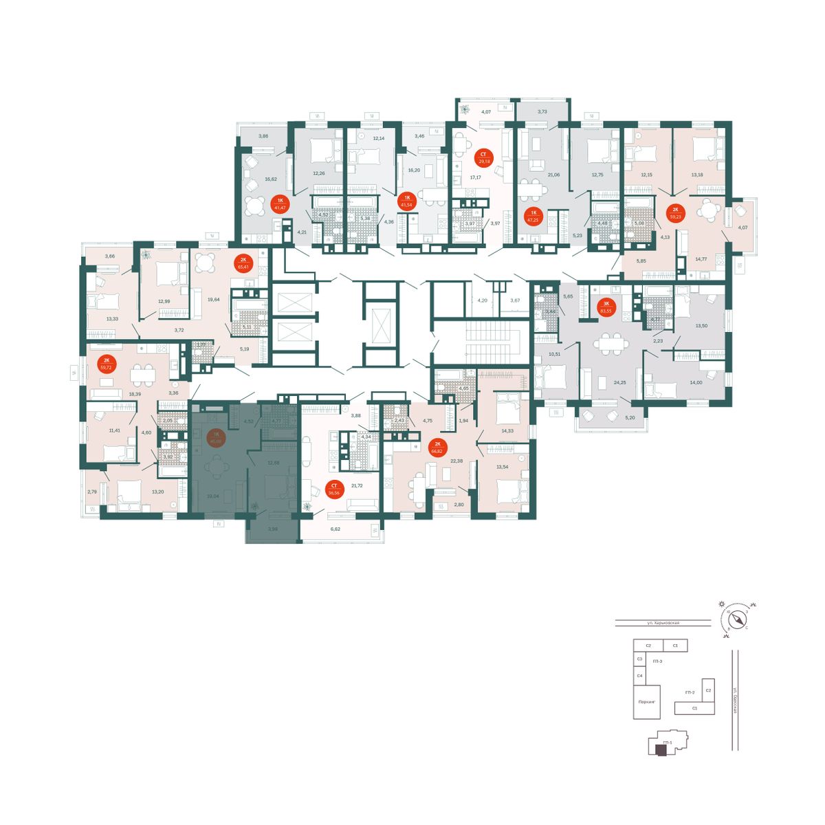 Планировка 1-комн. 3