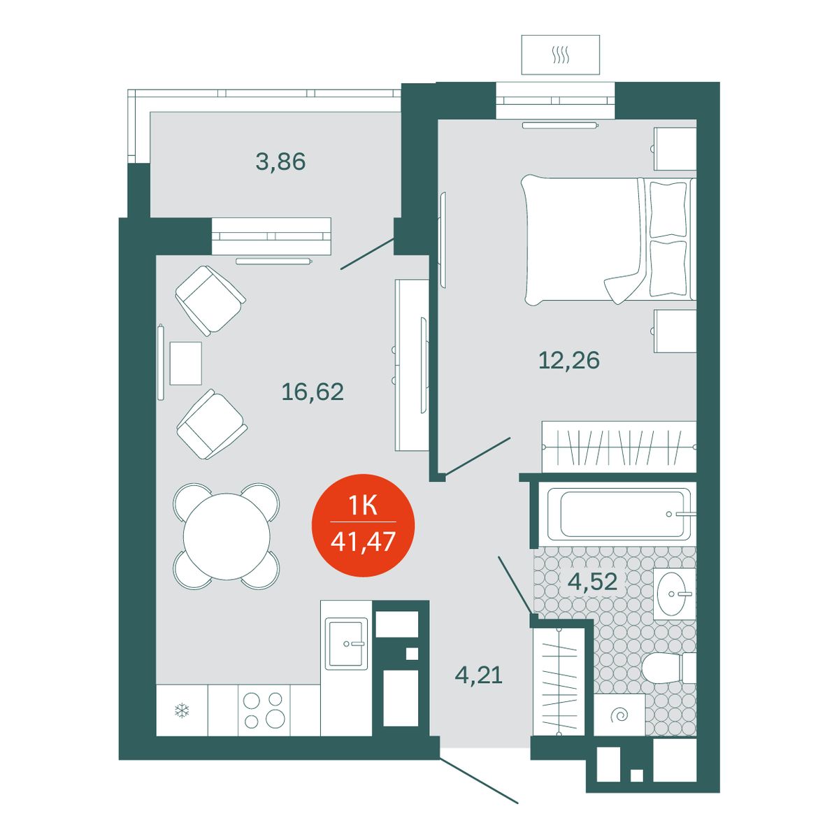 Планировка 1-комн.