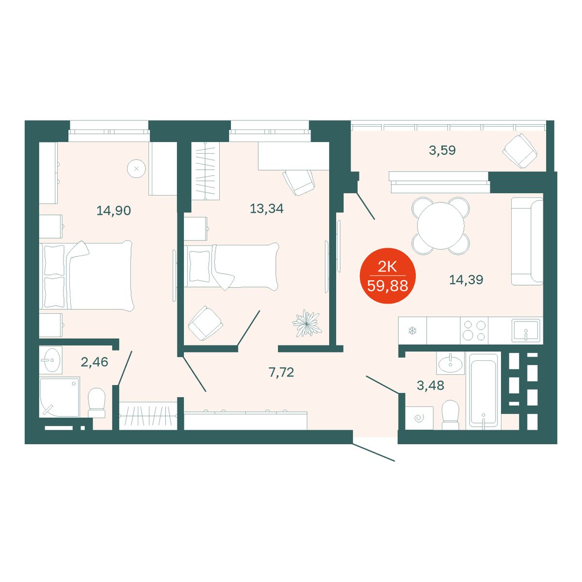 Планировка 2-комн.