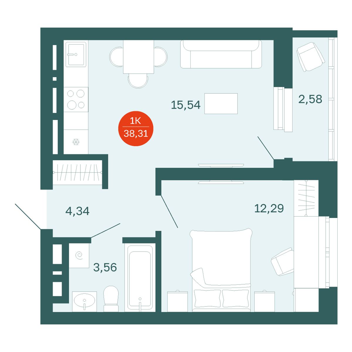 Планировка 1-комн.