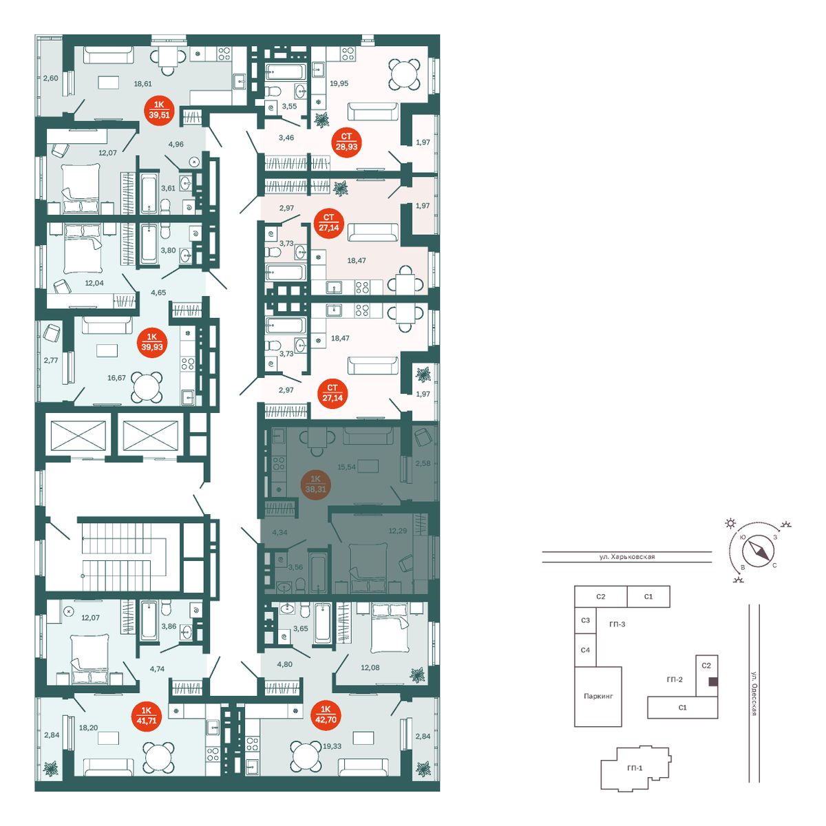 Планировка 1-комн. 3