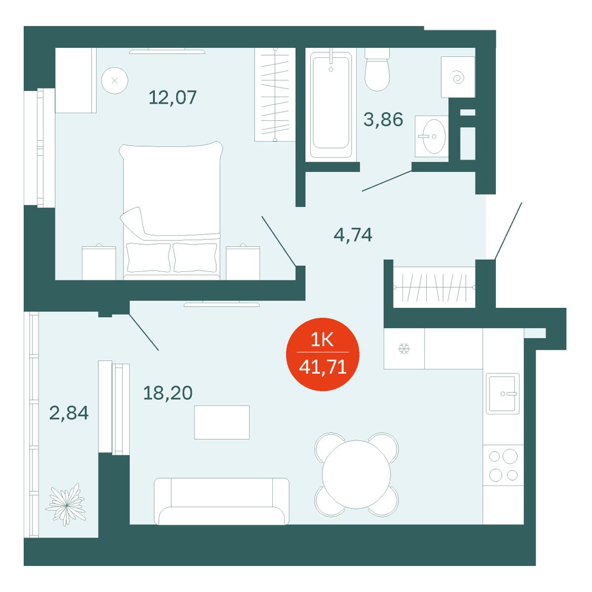 Планировка 1-комн.
