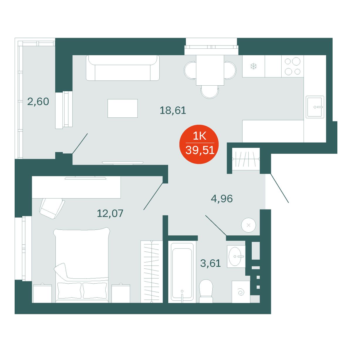 Планировка 1-комн.
