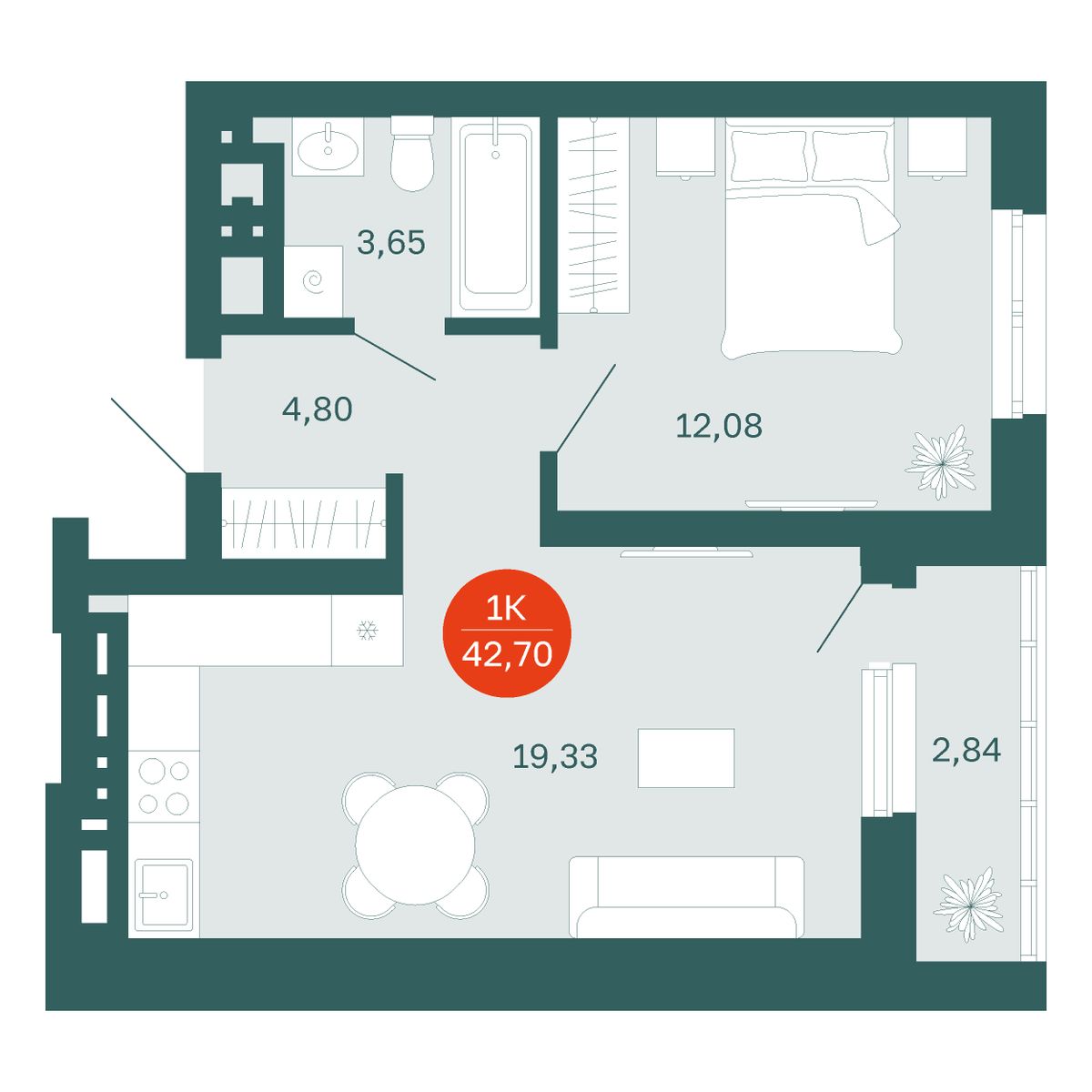 Планировка 1-комн.