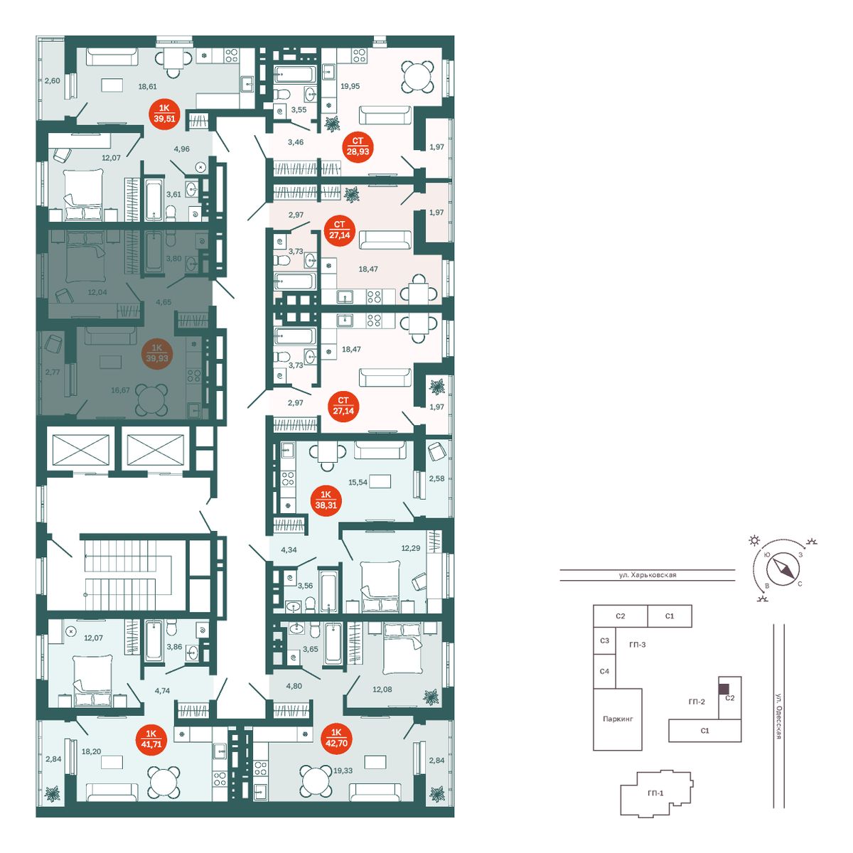 Планировка 1-комн. 3