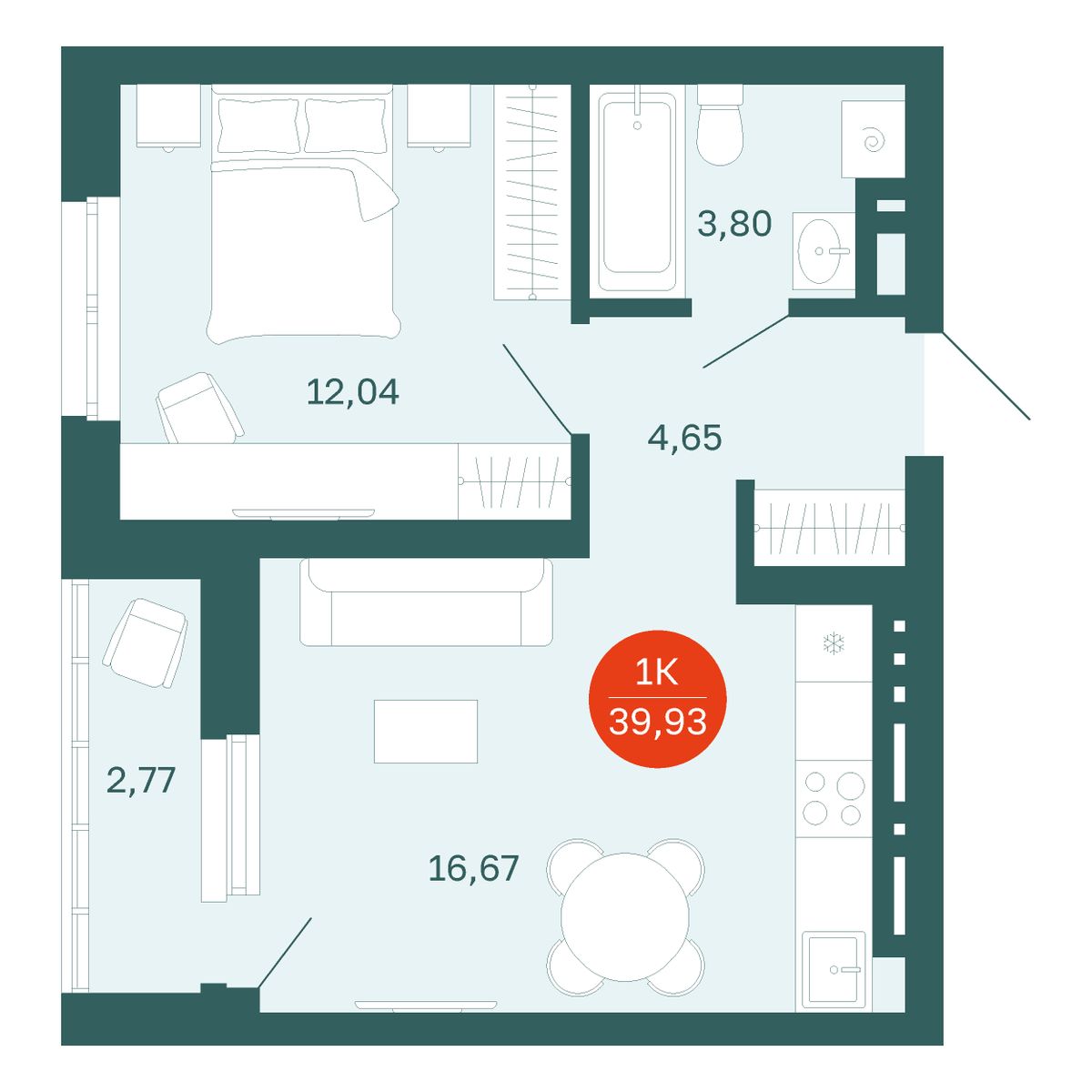 Планировка 1-комн.