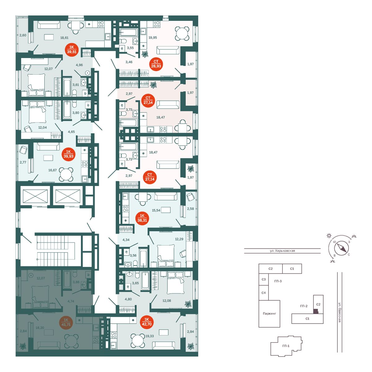 Планировка 1-комн. 3
