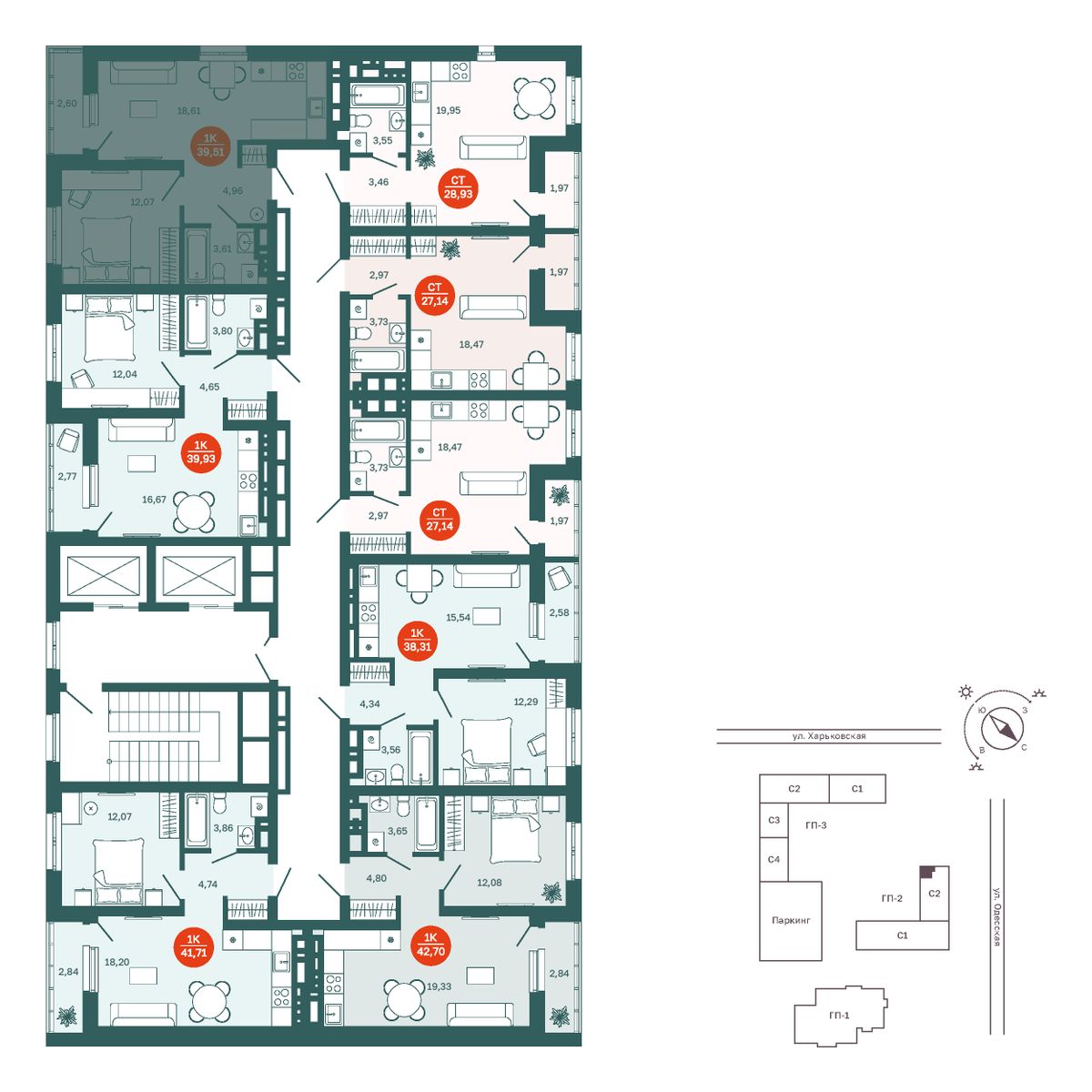 Планировка 1-комн. 3
