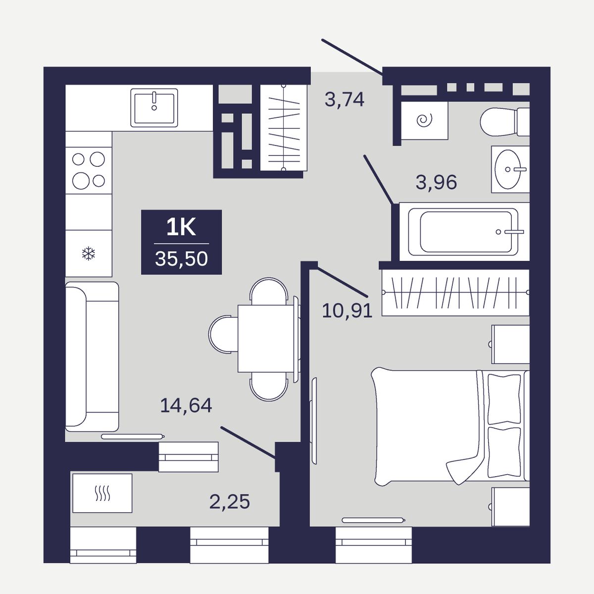 Планировка 1-комн.