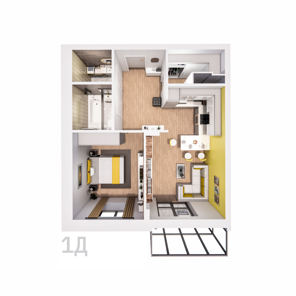 Планировка 1-комн. 3