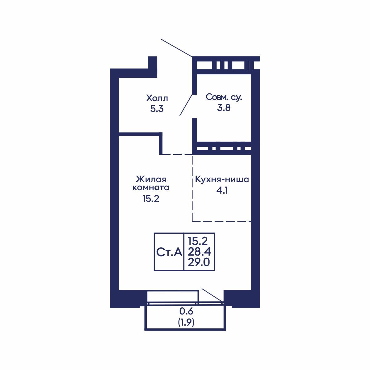 Вариант №236030-Jsx_0-29, 1-комнатная квартира в жилом комплексе Сила Леса