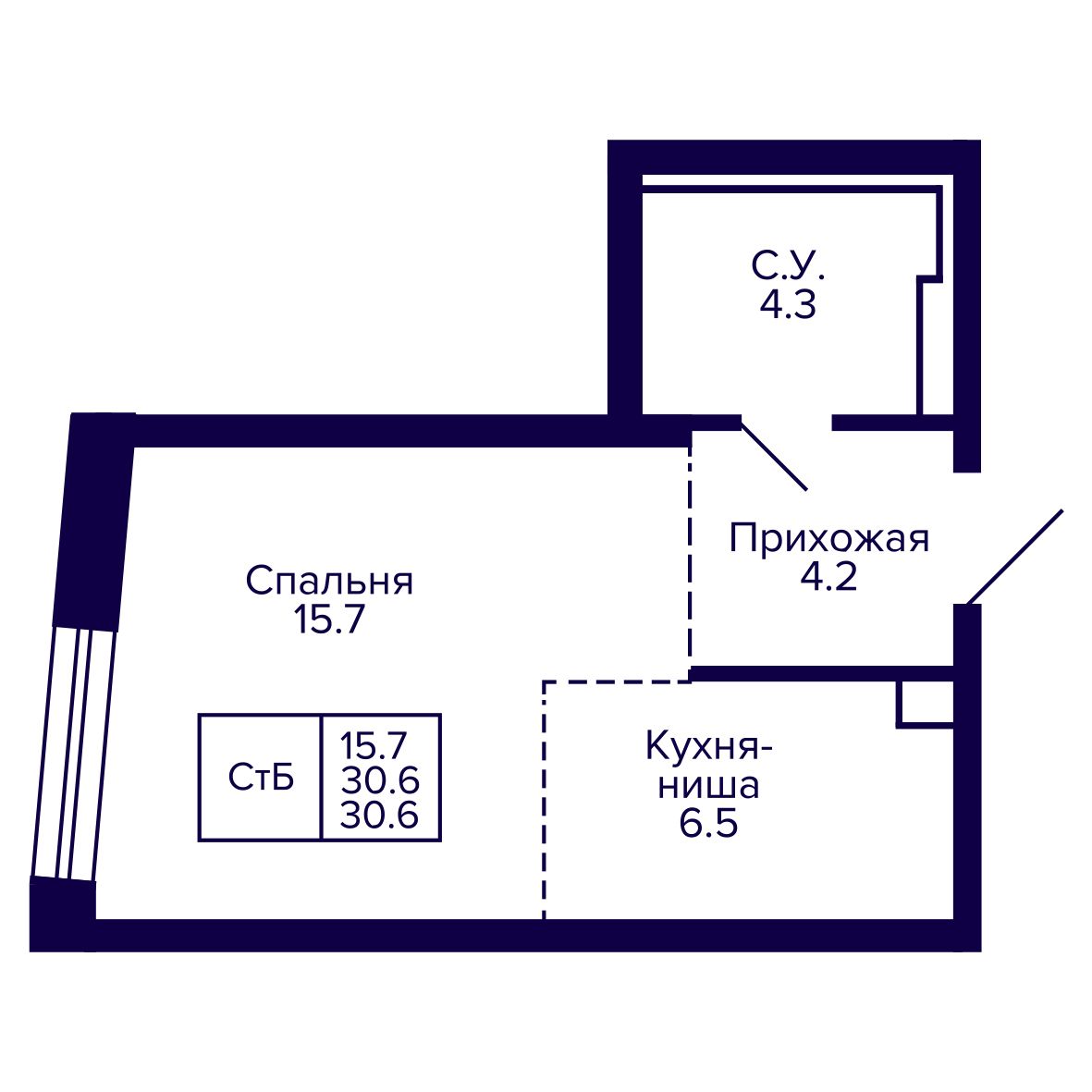 Студия, 30.64 м², № 242 в Сподвижники