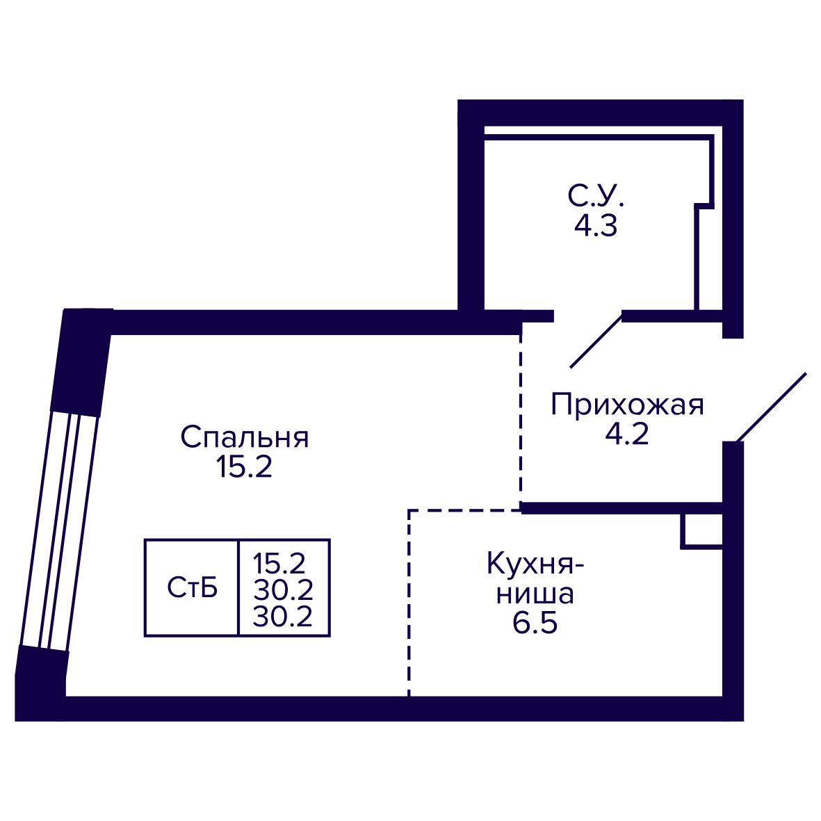 Студия, 30.15 м², № 262 в Сподвижники