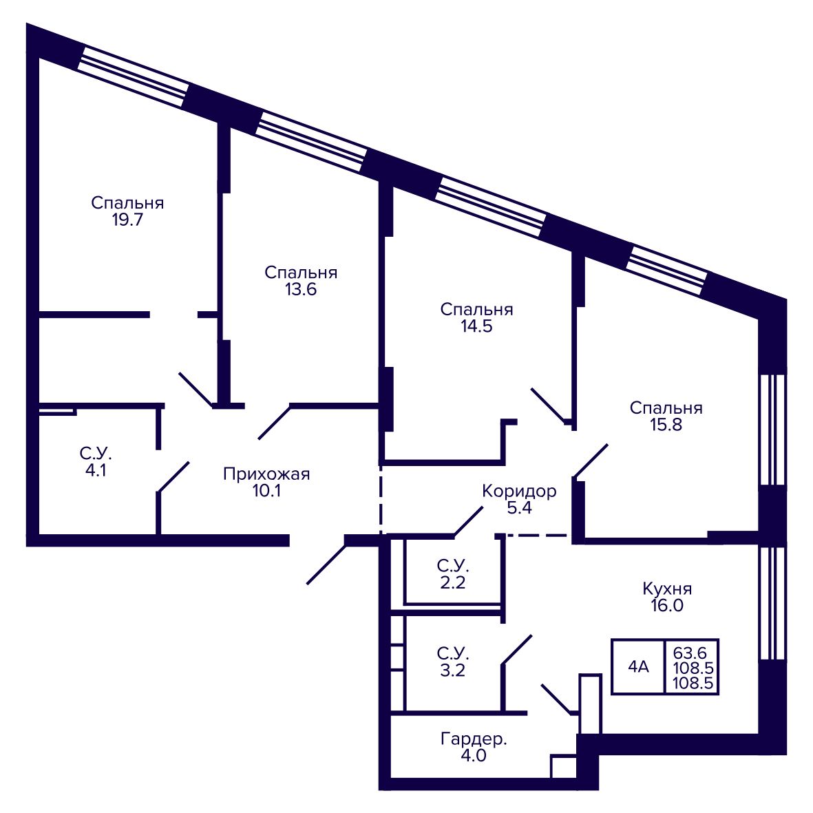 4-комнатная, 108.48 м², № 280 в Сподвижники