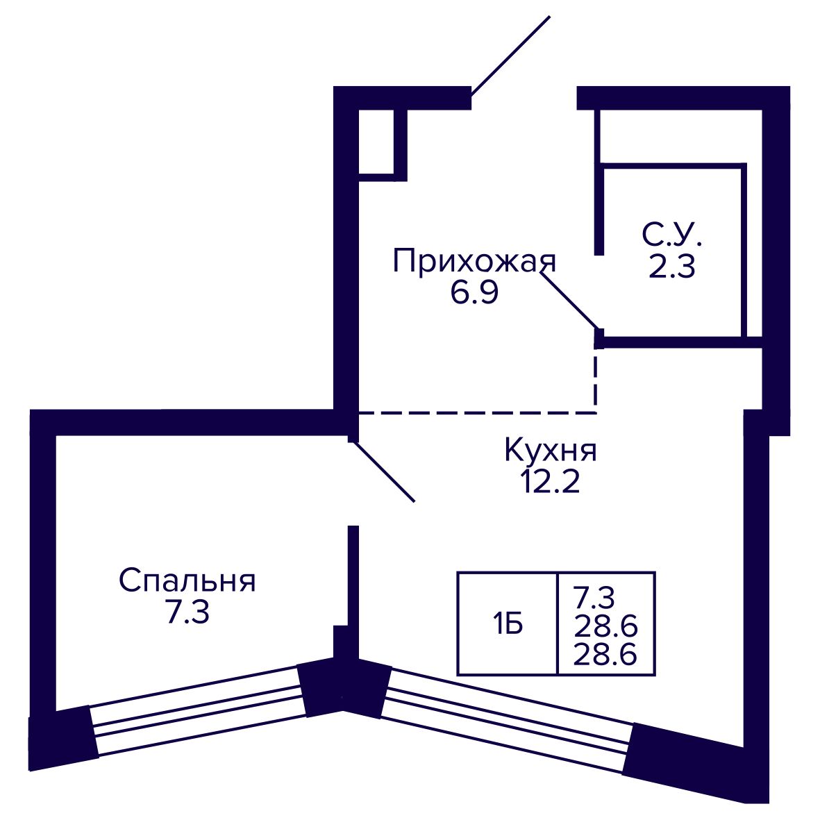 1-комнатная, 28.63 м², № 259 в Сподвижники