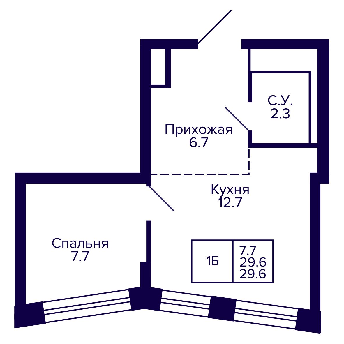 1-комнатная, 29.54 м², № 169 в Сподвижники