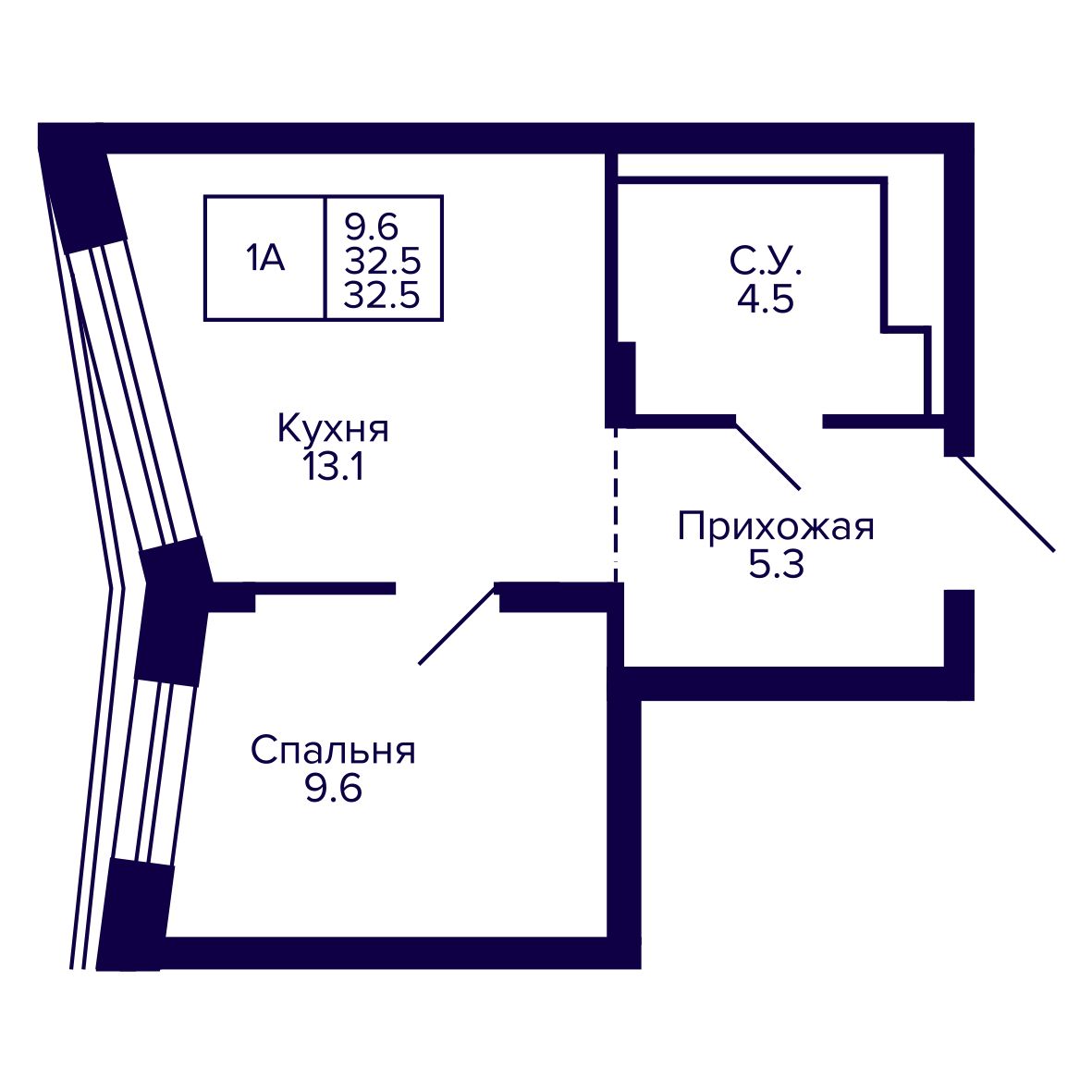 1-комнатная, 32.5 м², № 253 в Сподвижники