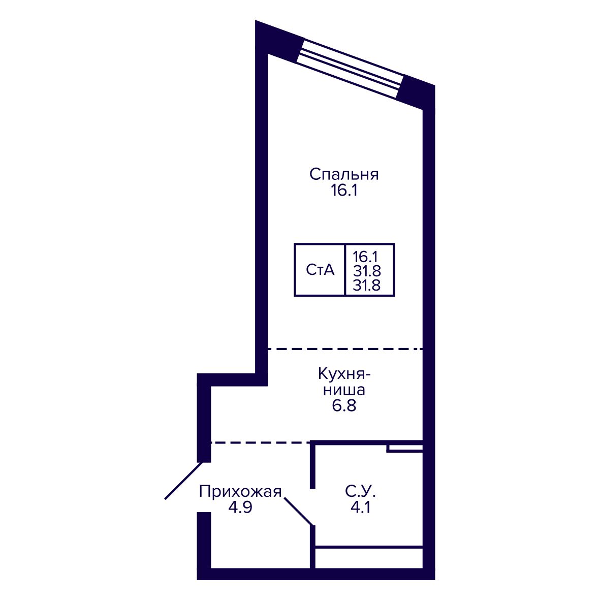 Студия, 31.84 м², № 245 в Сподвижники