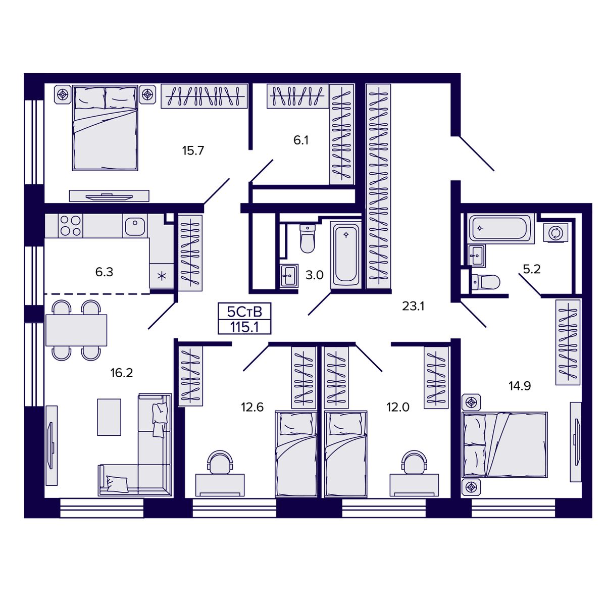 5-комнатная, 115.06 м², № 254 в Сподвижники