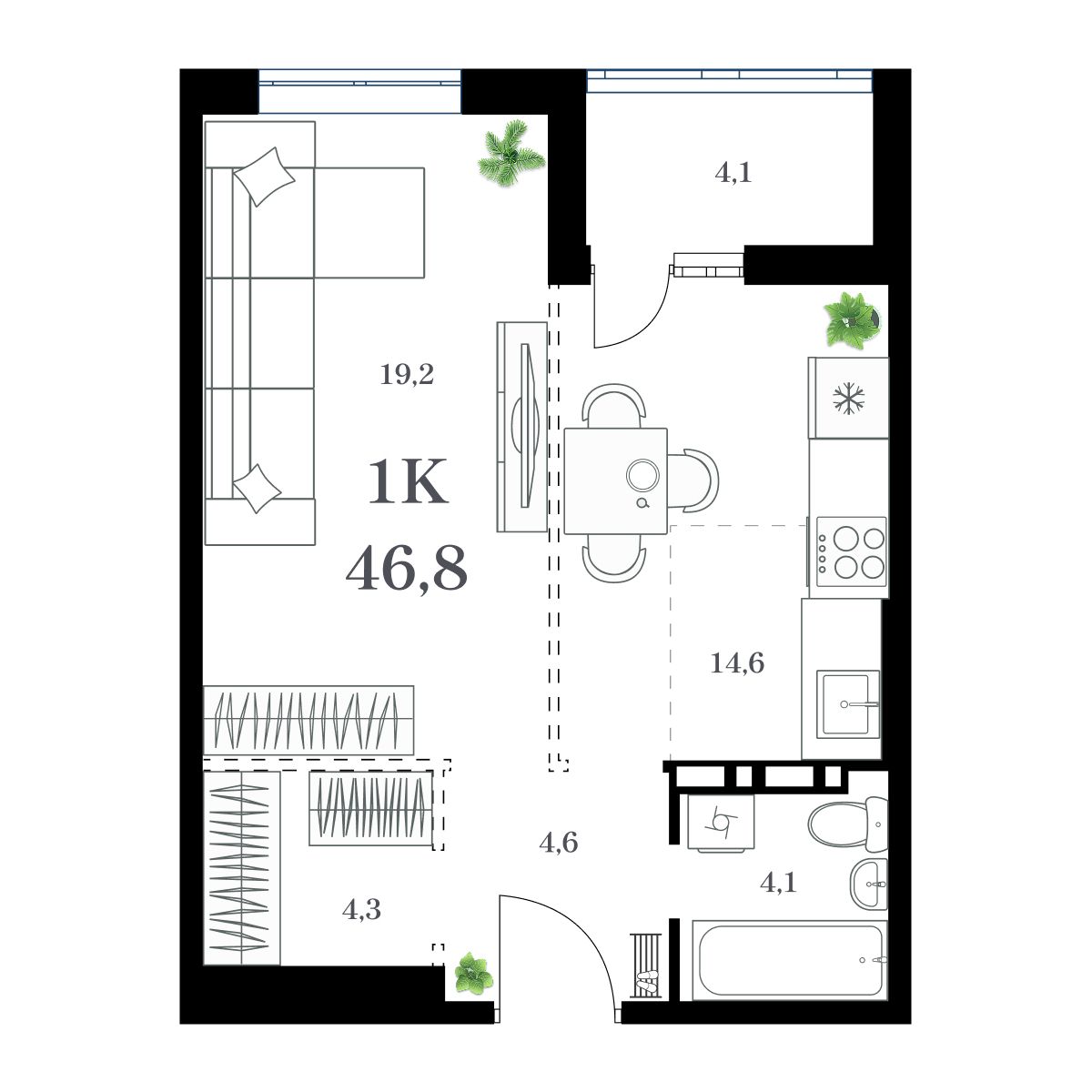 Планировка 1-комн.