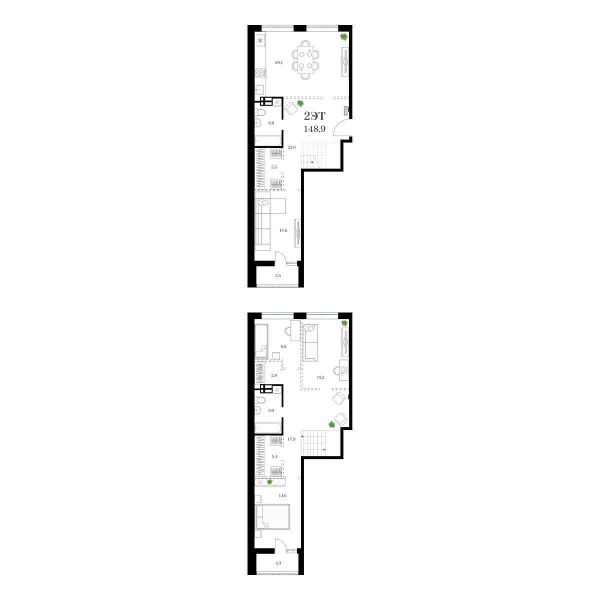 3-комнатная, 152.86 м², № 143 в Амурский