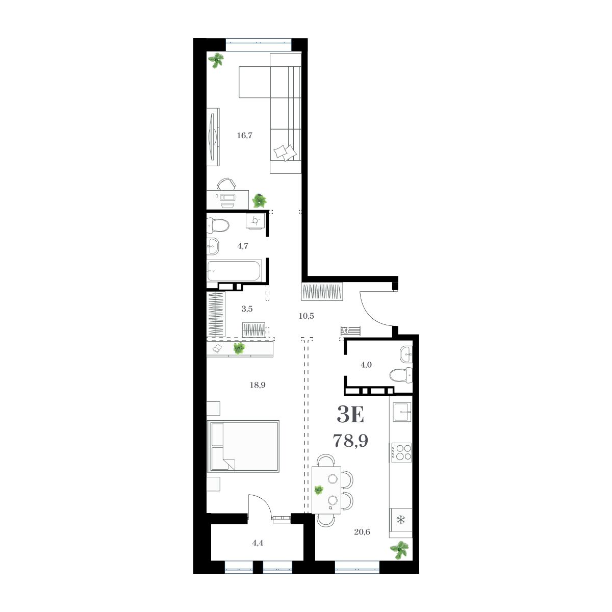 2-комнатная, 82.17 м², № 178 в Амурский
