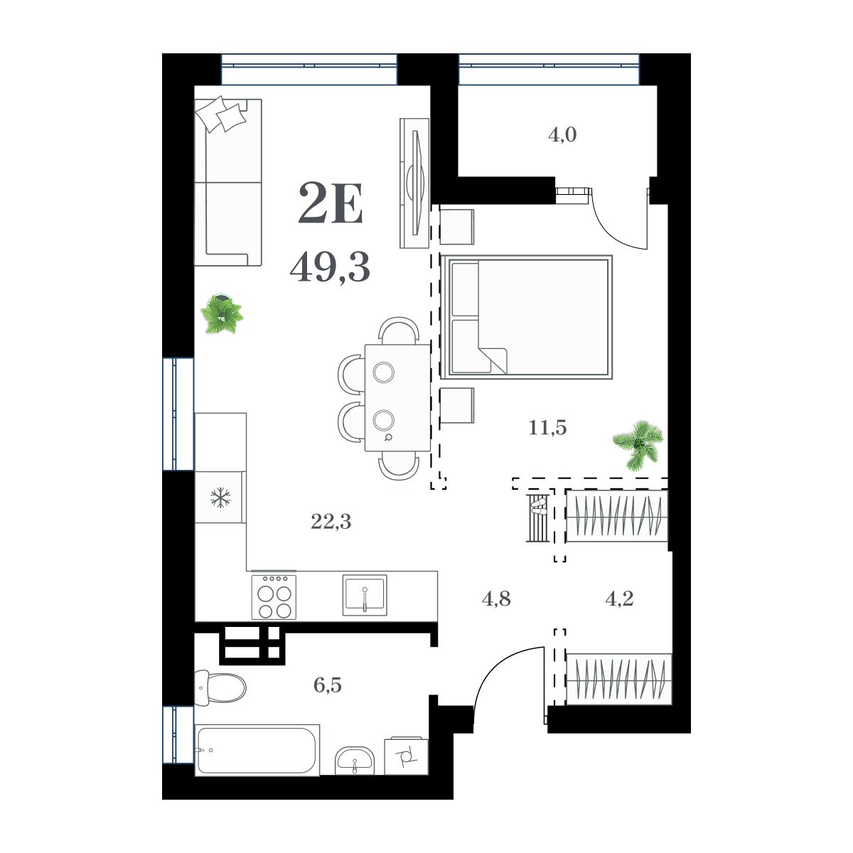 1-комнатная, 49.3 м², № 49 в Амурский