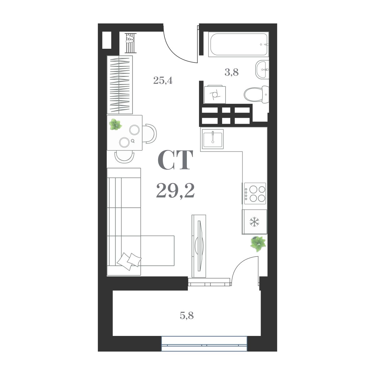 Планировка 1-комн.