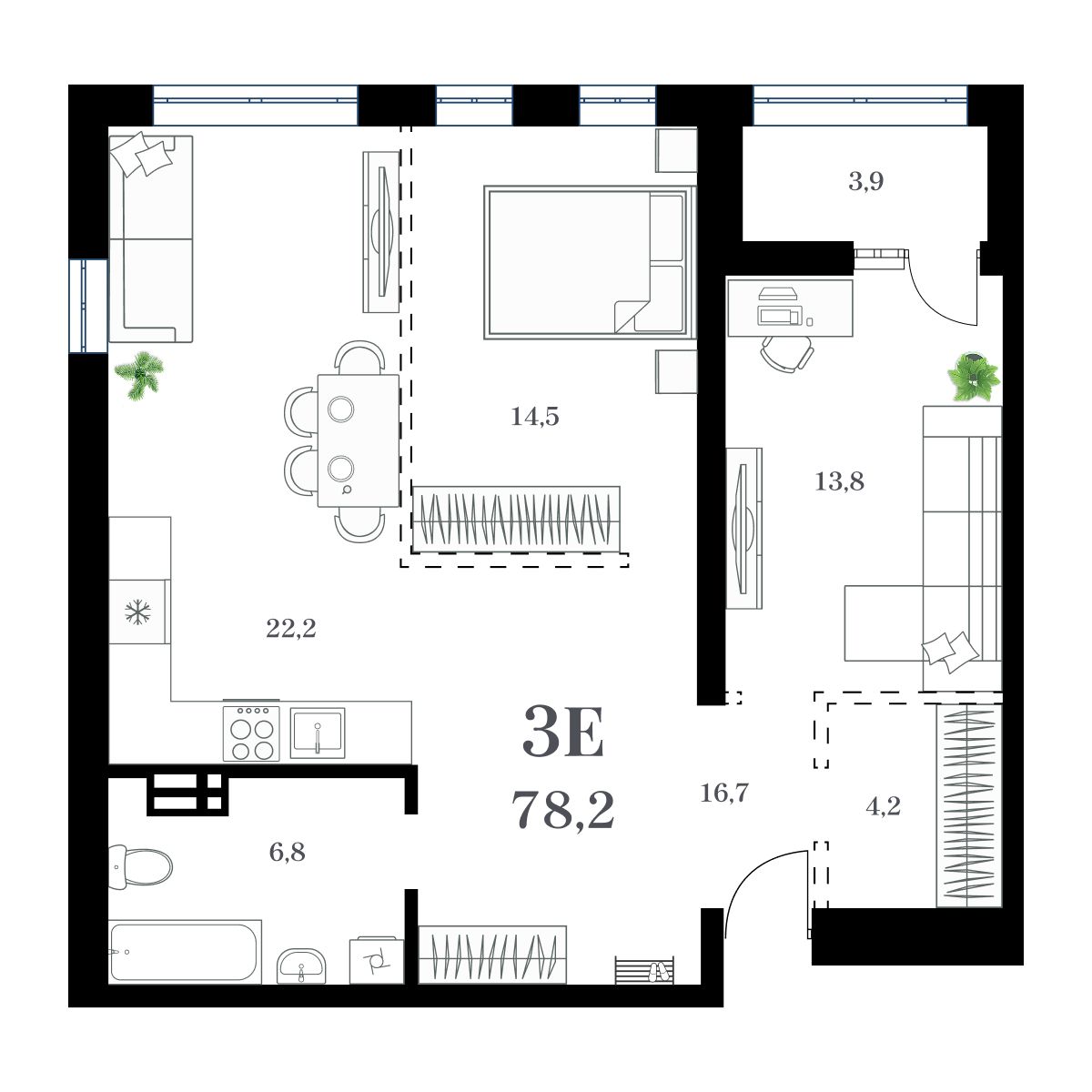 2-комнатная, 81.04 м², № 242 в Амурский