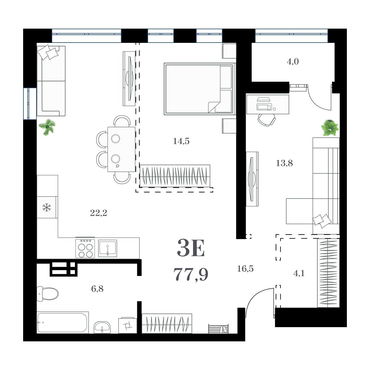 2-комнатная, 81.04 м², № 238 в Амурский