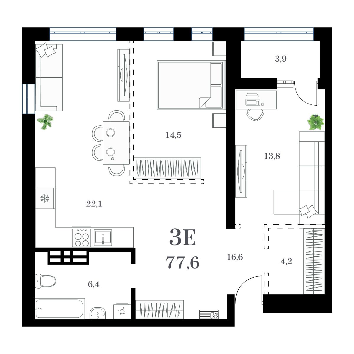 2-комнатная, 80.78 м², № 267 в Амурский