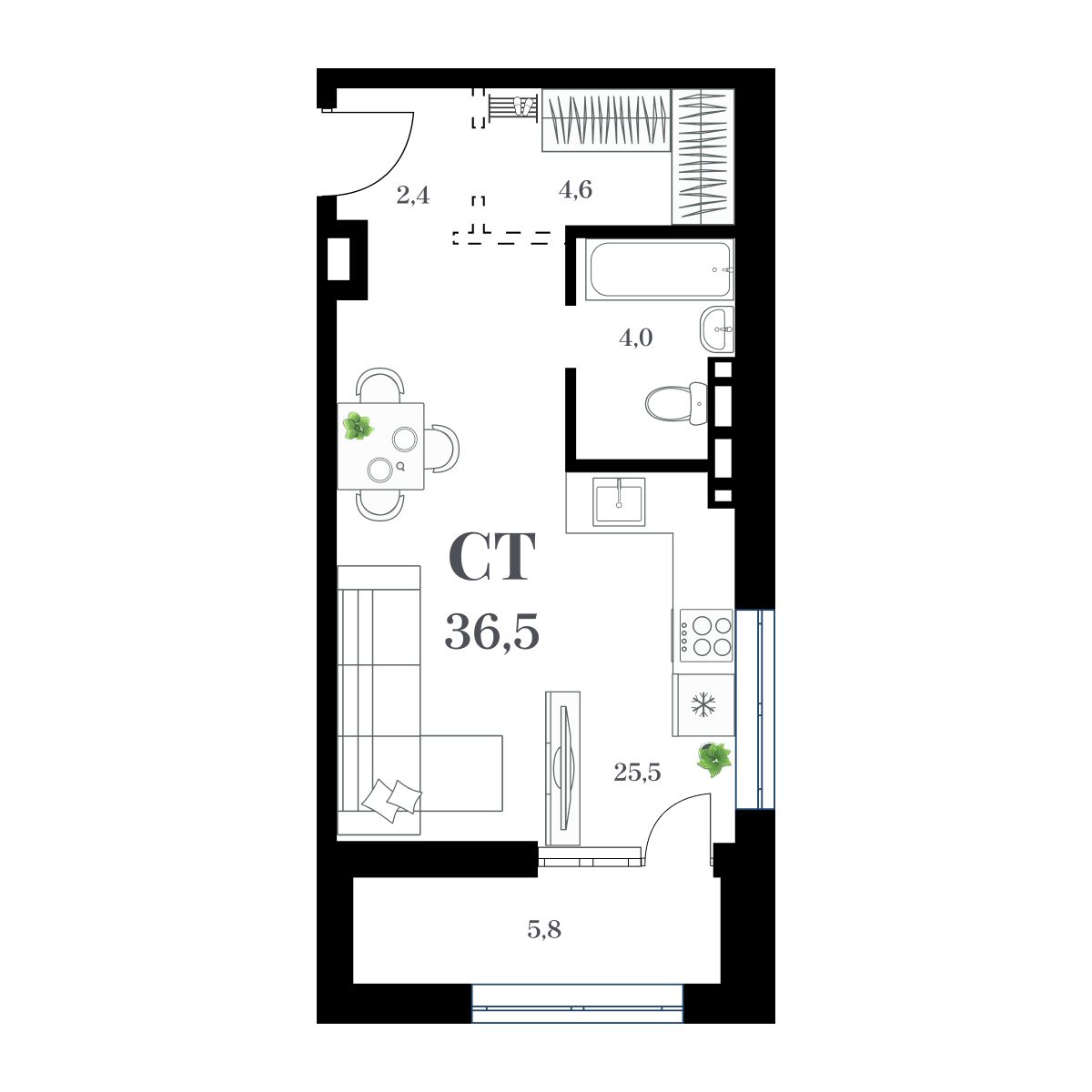 1-комнатная, 31.5 м², № 240 в Амурский