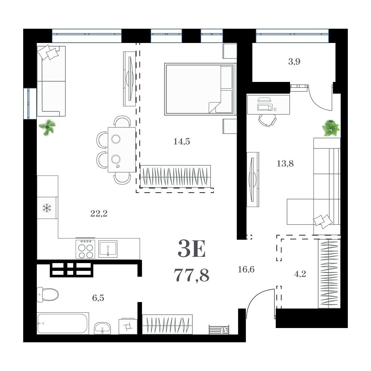 2-комнатная, 80.78 м², № 264 в Амурский