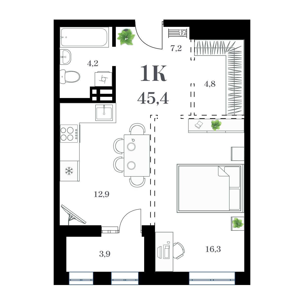 Планировка 1-комн.