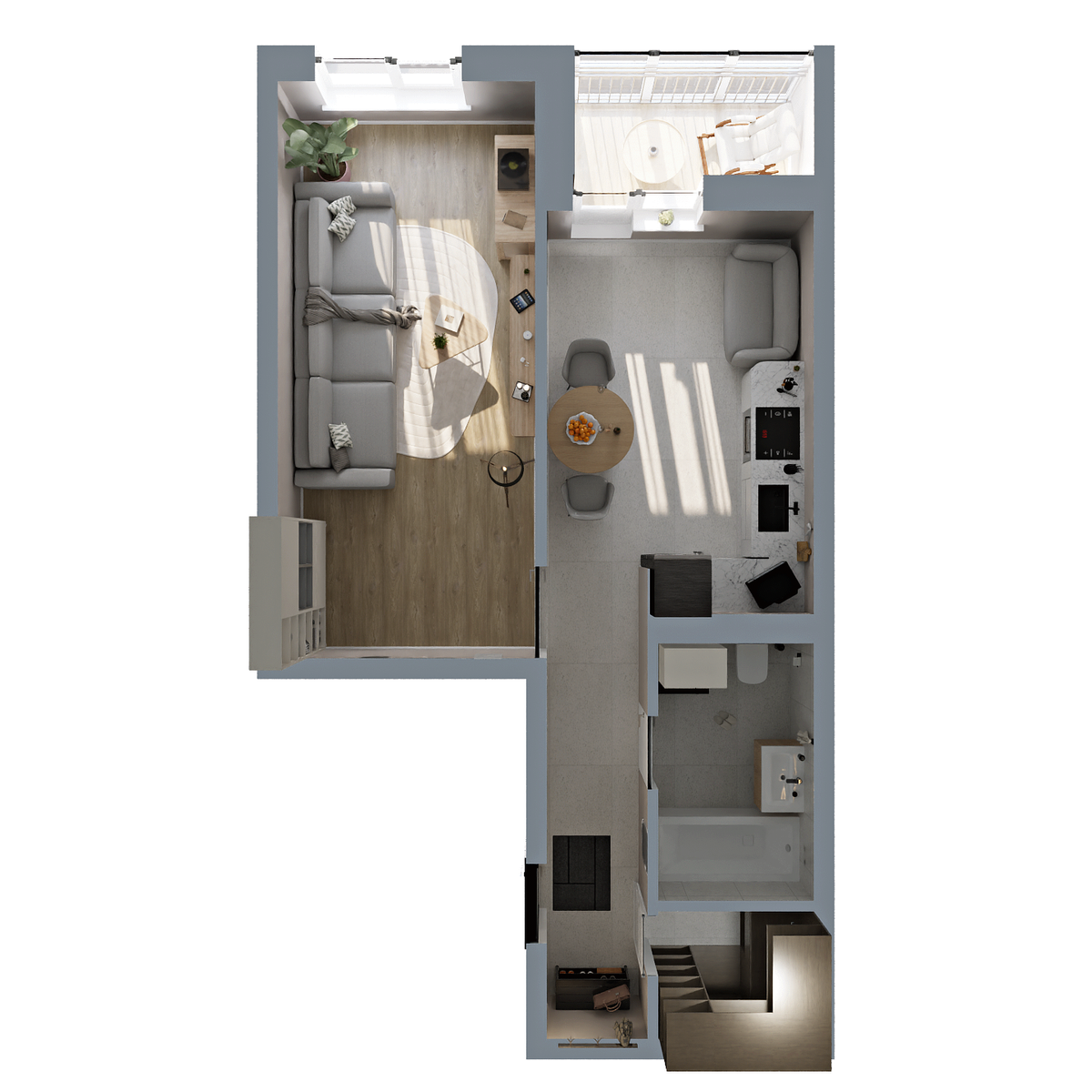 1-комнатная, 43.78 м², № 25 в Меридианы Улисса