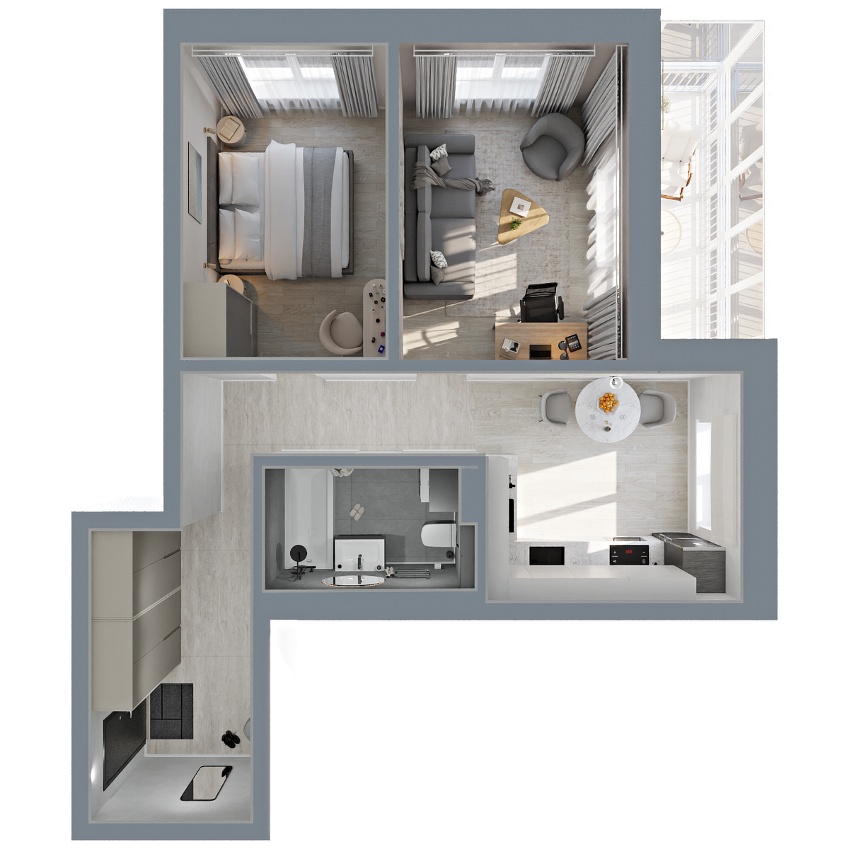 2-комнатная, 56.19 м², № 224 в Меридианы Улисса