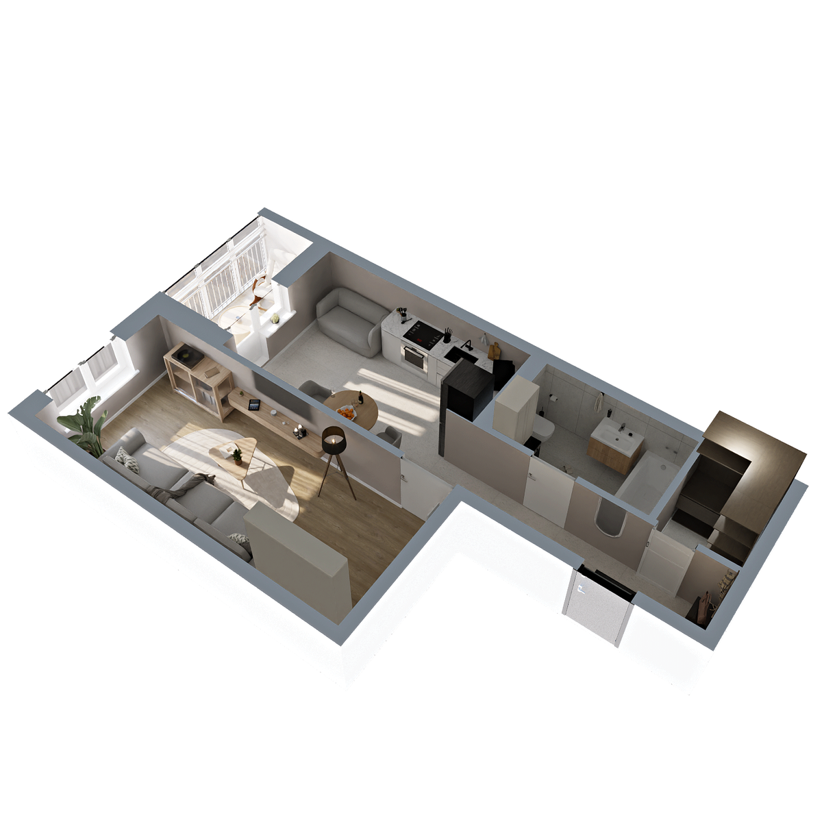 1-комнатная, 43.78 м², № 25 в Меридианы Улисса