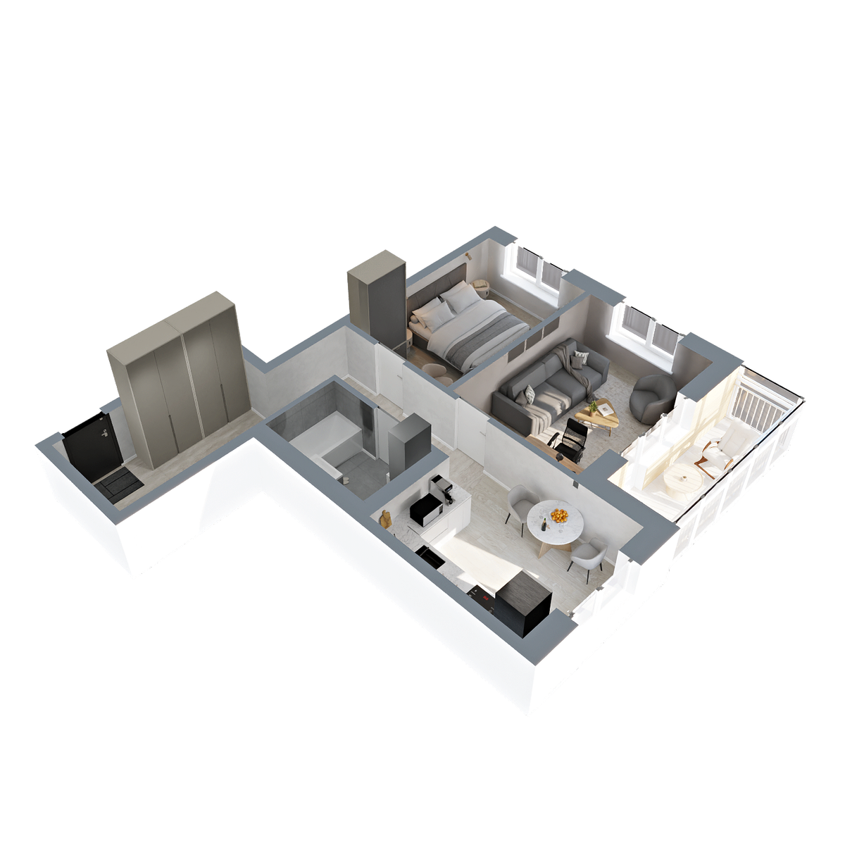2-комнатная, 56.19 м², № 224 в Меридианы Улисса