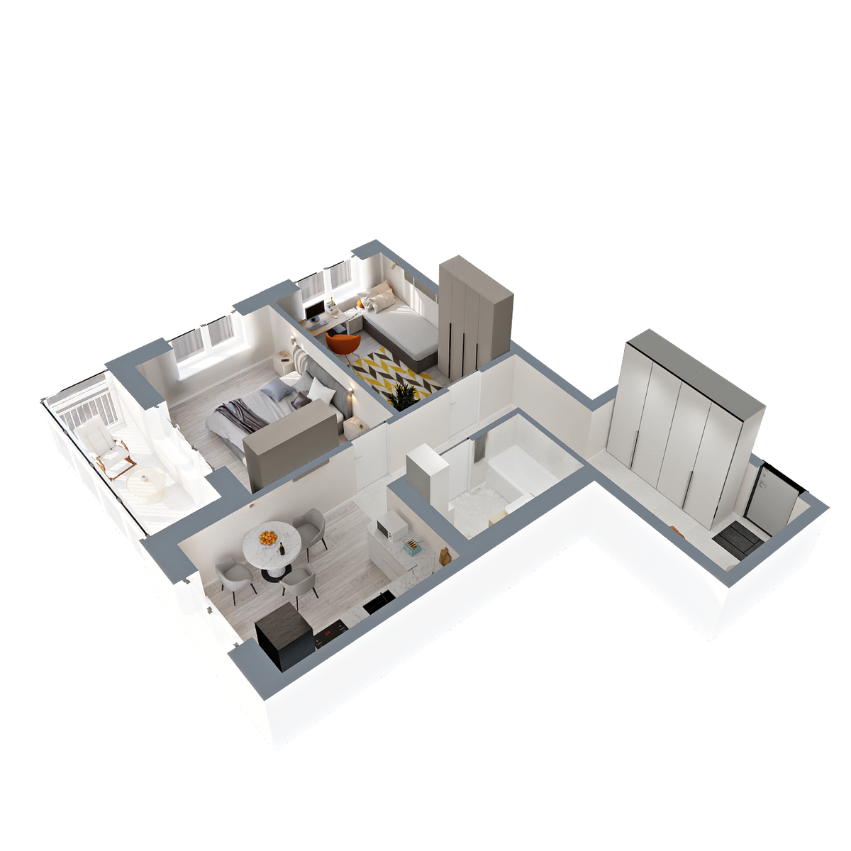 2-комнатная, 56.19 м², № 127 в Меридианы Улисса