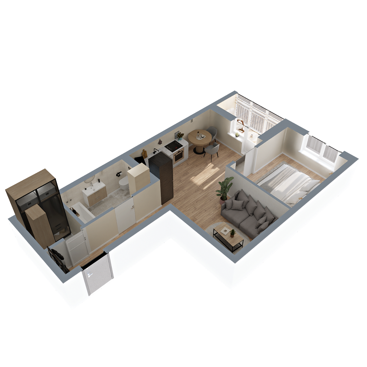 1-комнатная, 43.78 м², № 216 в Меридианы Улисса