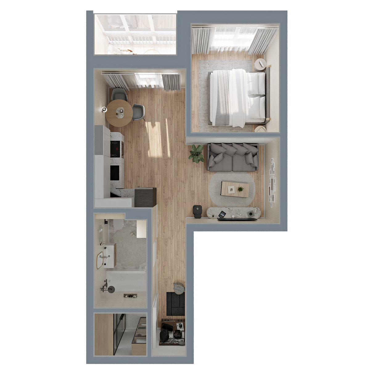1-комнатная, 43.78 м², № 456 в Меридианы Улисса