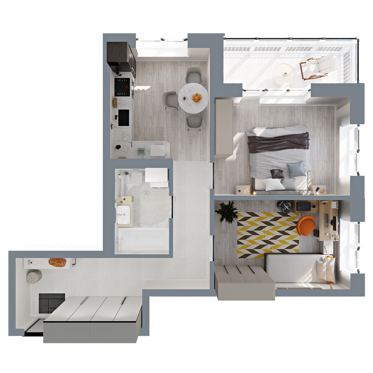 2-комнатная, 56.19 м², № 617 в Меридианы Улисса