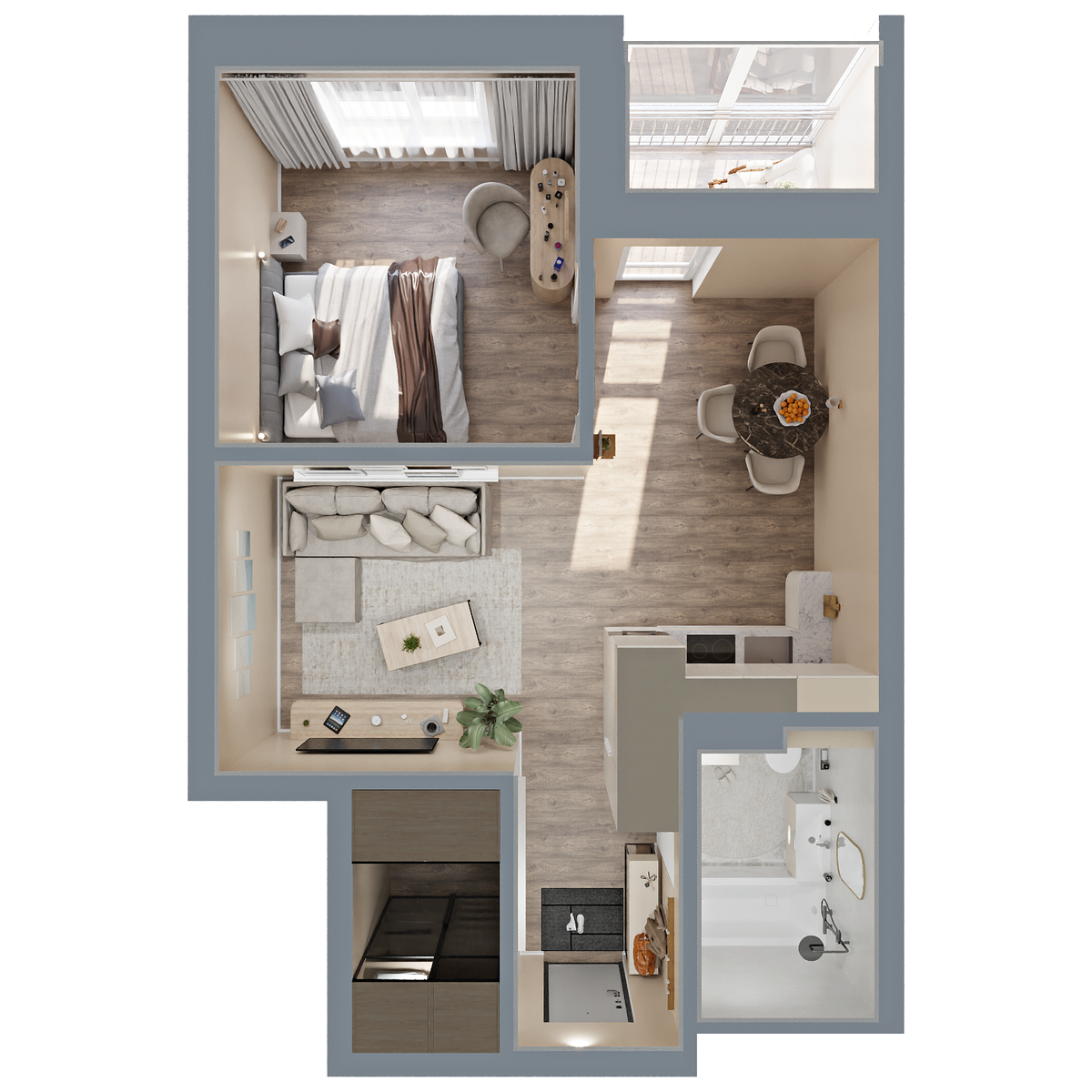 1-комнатная, 42.03 м², № 478 в Меридианы Улисса