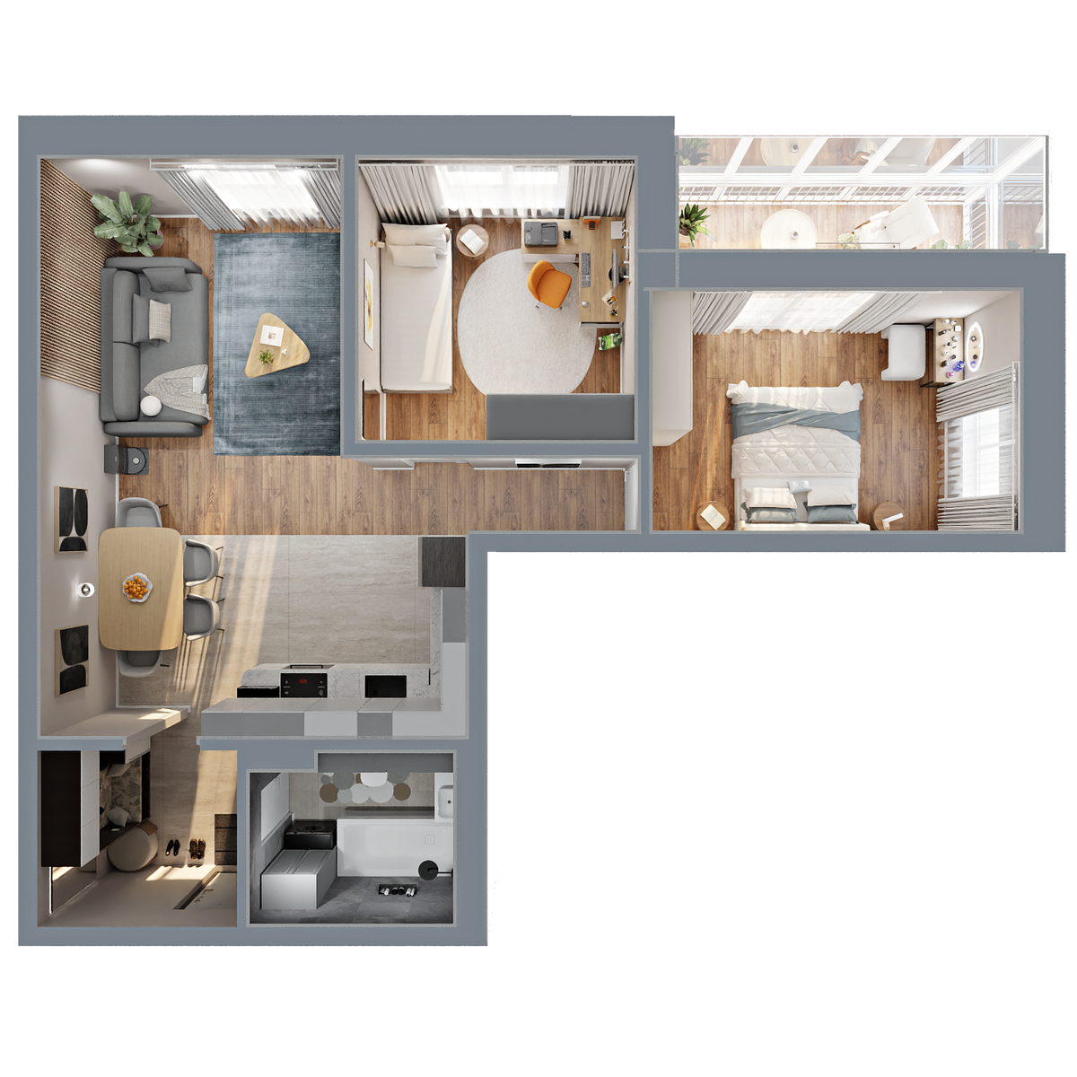 2-комнатная, 63.64 м², № 501 в Меридианы Улисса