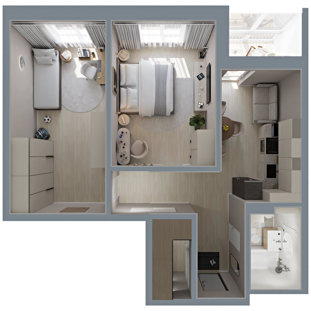 2-комнатная, 59.18 м², № 562 в Меридианы Улисса
